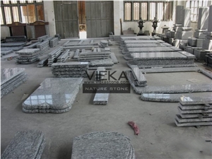Surf White Granite Tombstone & Monument,Memorials,Gravestone & Spary White Cross Headstone Xinyi Sea Wave Flower Export to Poland Style