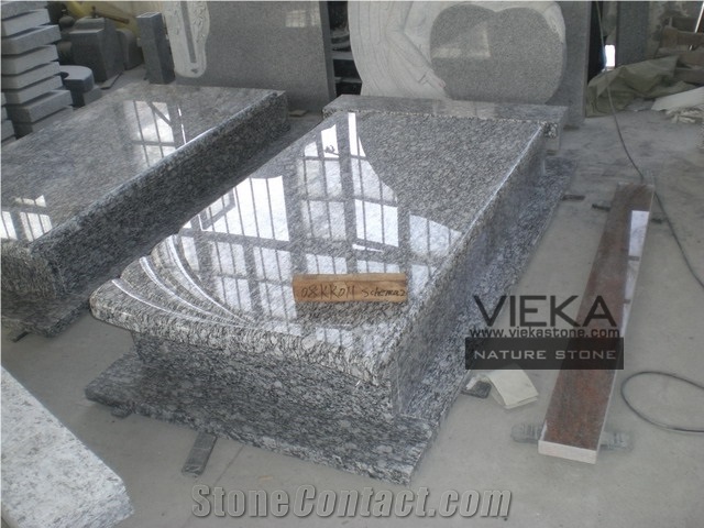 Surf White Granite Tombstone & Monument,Memorials,Gravestone & Spary White Headstone Export to Poland