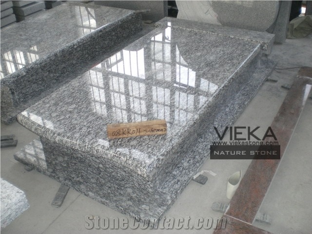 Surf White Granite Tombstone & Monument,Memorials,Gravestone & Spary White Headstone Export to Poland