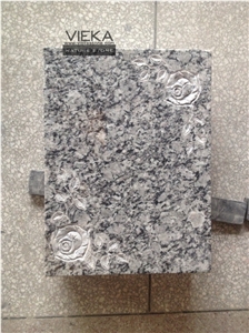 Surf White Granite Tombstone & Monument,Spary White Memorials,Wave White Granite Gravestone & Headstone with Rose or Leaf