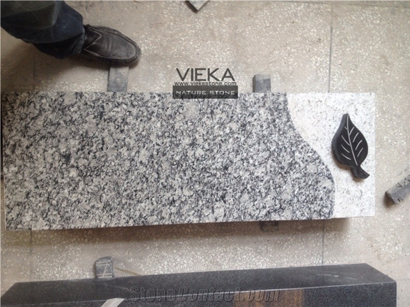 Surf White Granite Tombstone & Monument,Spary White Memorials,Wave White Granite Gravestone & Headstone with Rose or Leaf