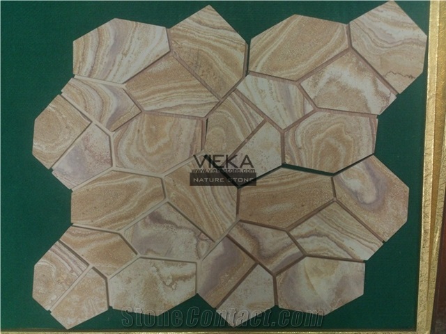 Yellow Wooden Sandstone Stone Random Flagstone Mats