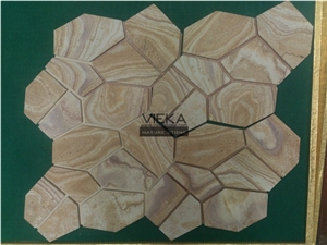 Yellow Wooden Sandstone Stone Random Flagstone Mats