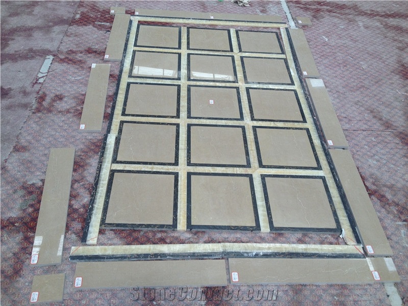 Beige Marble Waterjet Window Decoration Floor Medallions