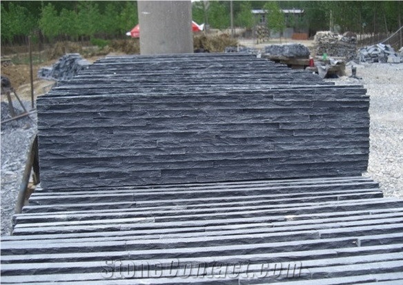 Black Slate Glue or Net Paste, Straight or Corner Style, China Black Slate Cultured Stone