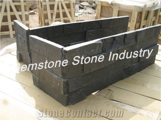 Black Slate Glue or Net Paste, Straight or Corner Style, China Black Slate Cultured Stone