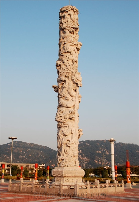 China Absolute White Marble Column,Stone Column,Roman Column,Handcraft Columns