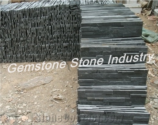 Hebei Natural Split Surface Slate Paper Box and Wood Crates Packing,China Black Slate Cultured Stone