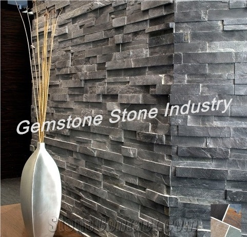 Hebei Natural Split Surface Slate Paper Box and Wood Crates Packing,China Black Slate Cultured Stone