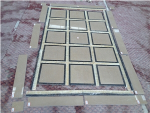 Marble Waterjet Square Medallion,Beige Marble Carpet Medallion
