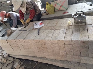 Yellow Rust Granite Cobble Stone & Cube Stone,Natural/Flamed/Sandblast Surface,Sizes Can Be Customized