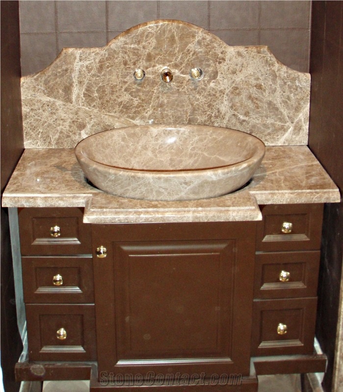 Emperador Marble Half Bullnose Bath Countertop, Emperador Medium Brown Marble Bath Tops