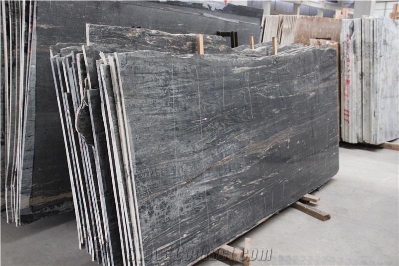 Black Pearly Marble Slabs & Tiles
