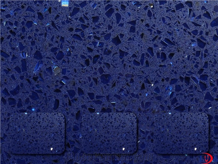 Ld6321 Blue Quartz Stone with Mirror Tiles & Slabs for Countertops