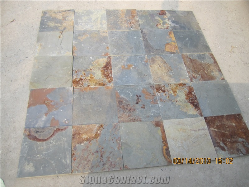 Wellest Rusty Brown Multi Color Slate Floor & Wall Tile, China Slate Tile,Floor & Wall Covering