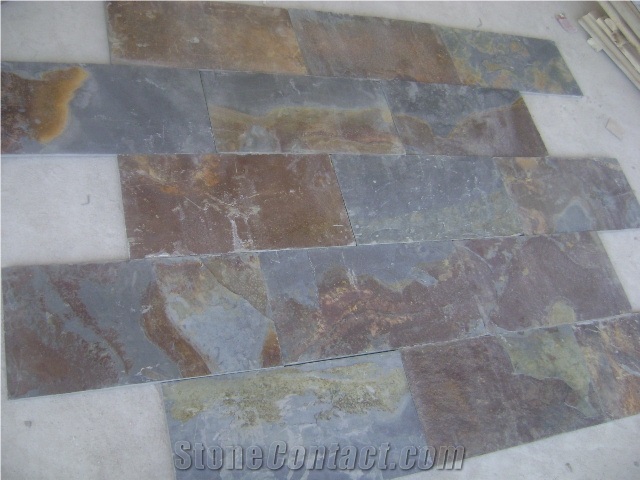 Wellest Rusty Brown Multi Color Slate Floor & Wall Tile, China Slate Tile,Floor & Wall Covering