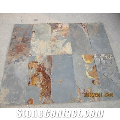Wellest Rusty Brown Multi Color Slate Floor & Wall Tile, China Slate Tile,Floor & Wall Covering