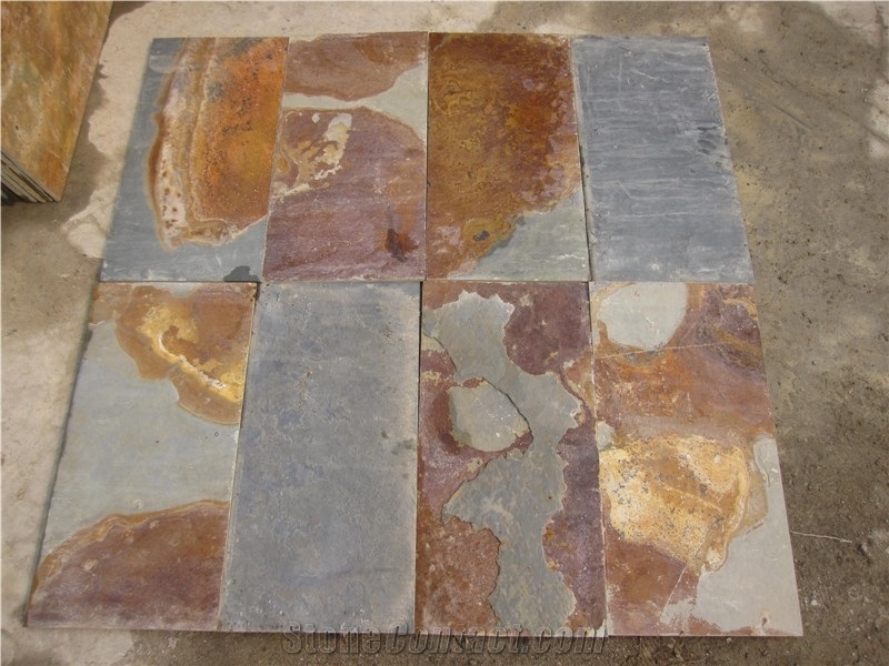 Wellest Rusty Brown Multi Color Slate Floor & Wall Tile, China Slate Tile,Floor & Wall Covering