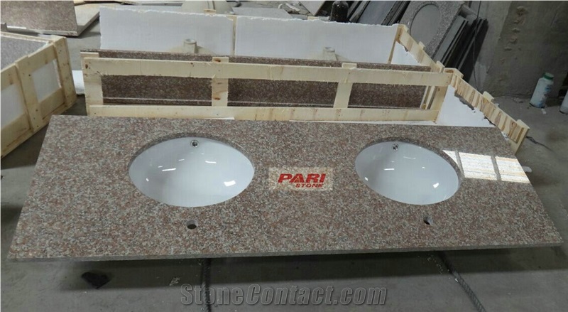 G687 Peach Red Granite Bathroom Top, G687 Granite Bath Tops