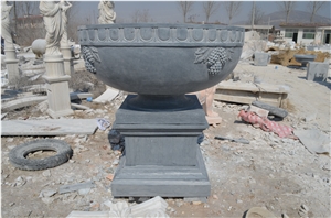 China Grey Limestone Flower Pot