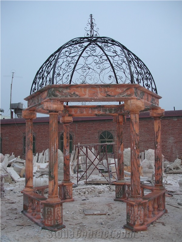 Marble Column Gazebo,China Pink Marble