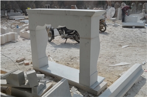 White Marble Solid Fireplace Surround Handcraft Mantel Stone Hearth