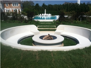 White Limestone Garden Patio Benches Custom Design