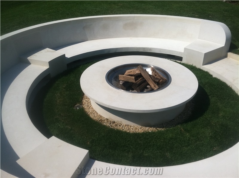 White Limestone Garden Patio Benches Custom Design