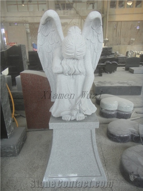 Don"T Cry Angel Memorial Sculptures,Grey Granite Statues