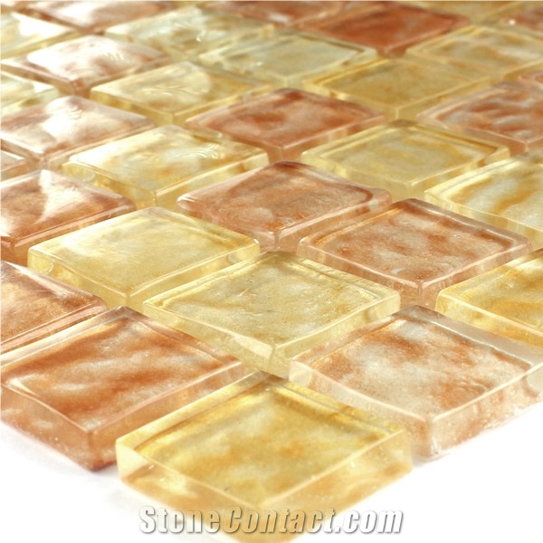 Glasmosaik 25x25x6mm Bernstein Beige Mix
