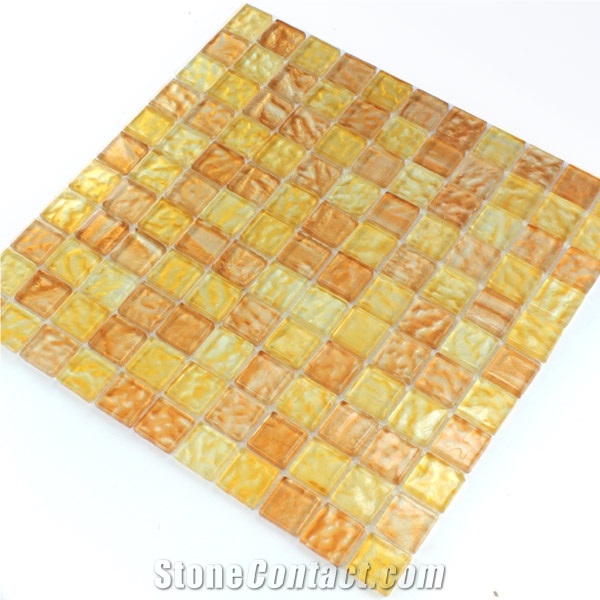 Glasmosaik 25x25x6mm Bernstein Beige Mix