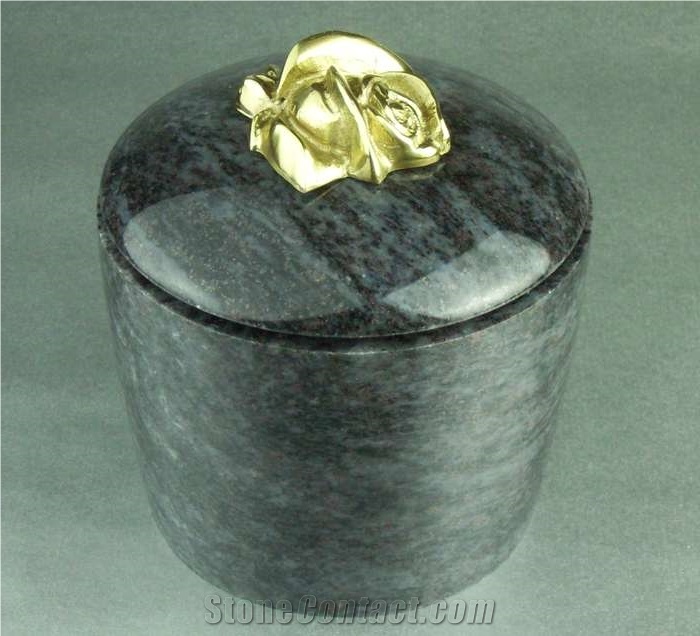 Decorative Urn "Modern" Orion Blue Granite with Messingrose