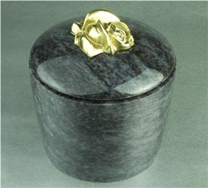 Decorative Urn "Modern" Orion Blue Granite with Messingrose