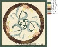 Beige Marble Floor Waterjet Medallion Pattern