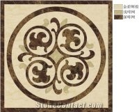 Beige Marble Floor Waterjet Medallion Pattern