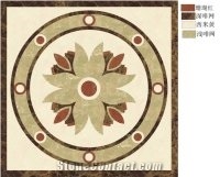 Beige Marble Floor Waterjet Medallion Pattern