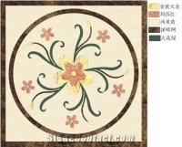 Beige Marble Floor Waterjet Medallion Pattern