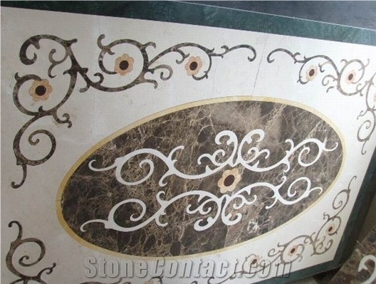 Brown Marble Round Waterjet Medallions