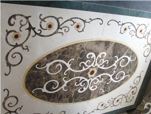 Brown Marble Round Waterjet Medallions