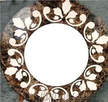 Brown Marble Round Waterjet Medallions
