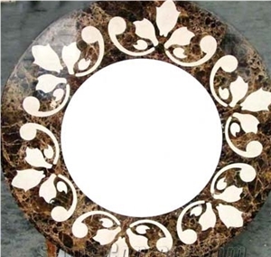 Brown Marble Round Waterjet Medallions