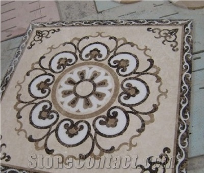 Brown Marble Round Waterjet Medallions