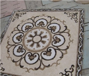 Brown Marble Round Waterjet Medallions