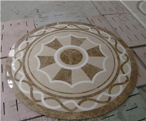 Brown Marble Round Waterjet Medallions