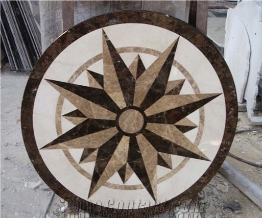 Brown Marble Round Waterjet Medallions
