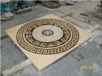China Beige Marble Waterjet Medallion, Square Floor Medallion