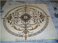 Chinese Style Round Marble Floor Medallion,Waterjet Inlay Medallion