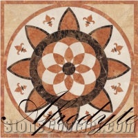 Marble Waterjet Flooring Medallion, Square Waterjet Medallion
