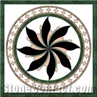 Square Waterjet Medallion,Marble Flower Waterjet Medallion
