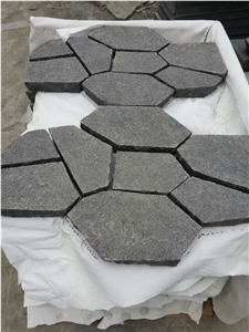 G684 Black Basalt Pavers on Mesh,Fuding Black Basalt Flagstone
